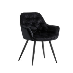 Rich Black Comfy Padded Tufted Velvet Lounge Chair - All India Decor