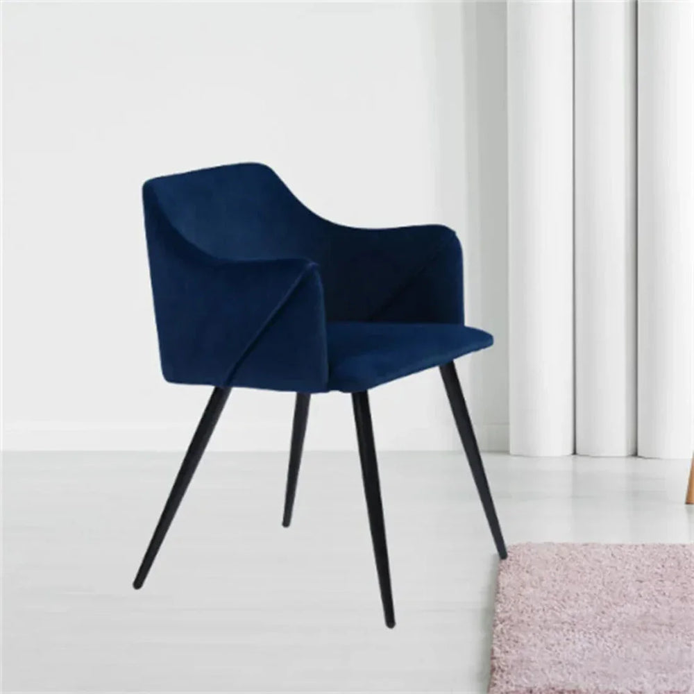 Navy Blue Rich Cushiony Velvet Lounge Chair - All India Decor