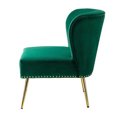 Minimalist Green Velvet Lounge Chairs Set Of 2 - All India Decor