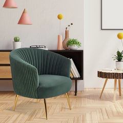Green Cocooned Velvet Lounge Chair - All India Decor