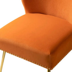 Minimalist Orange Velvet Lounge Chairs Set Of 2 - All India Decor