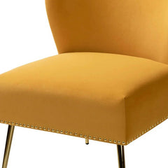 Minimalist Yellow Velvet Lounge Chairs Set Of 2 - All India Decor