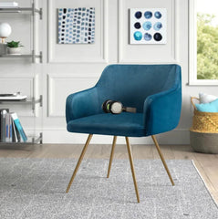Aesthetic Blue Velvet Accent Chair - All India Decor