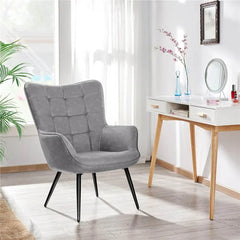 Grey Leatherette Luxurious Accent Chair - All India Decor