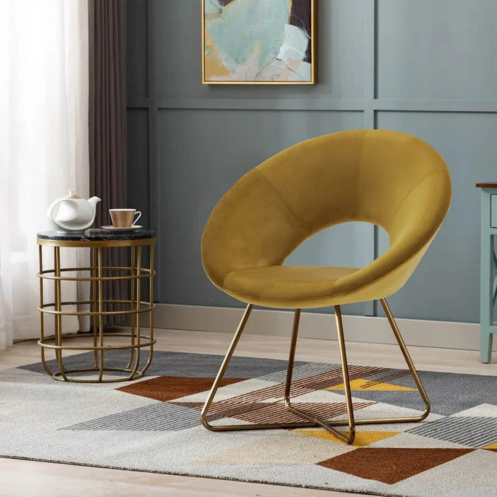 Edgy Shell Shaped Yellow Lounge Chair - All India Decor