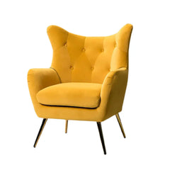 Royal Yellow Tufted Velvet Lounge Chair - All India Decor