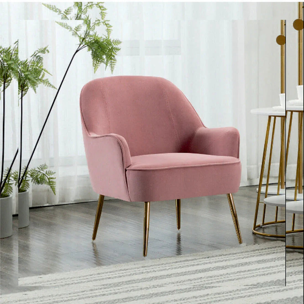 Cake Pink Cushiony Luxury Velvet Lounge Chair - All India Decor