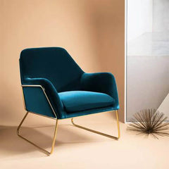 Lush Seagreen Glamorous Velvet Lounge Chair - All India Decor