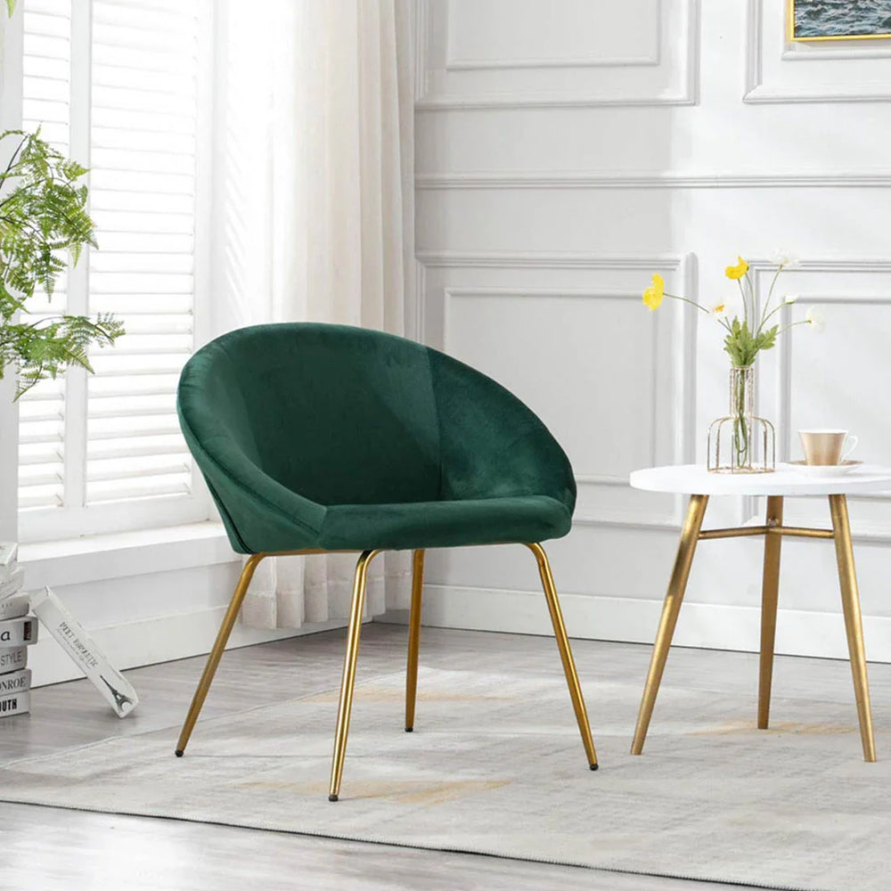 Green Round Shell Back Velvet Lounge Chair - All India Decor
