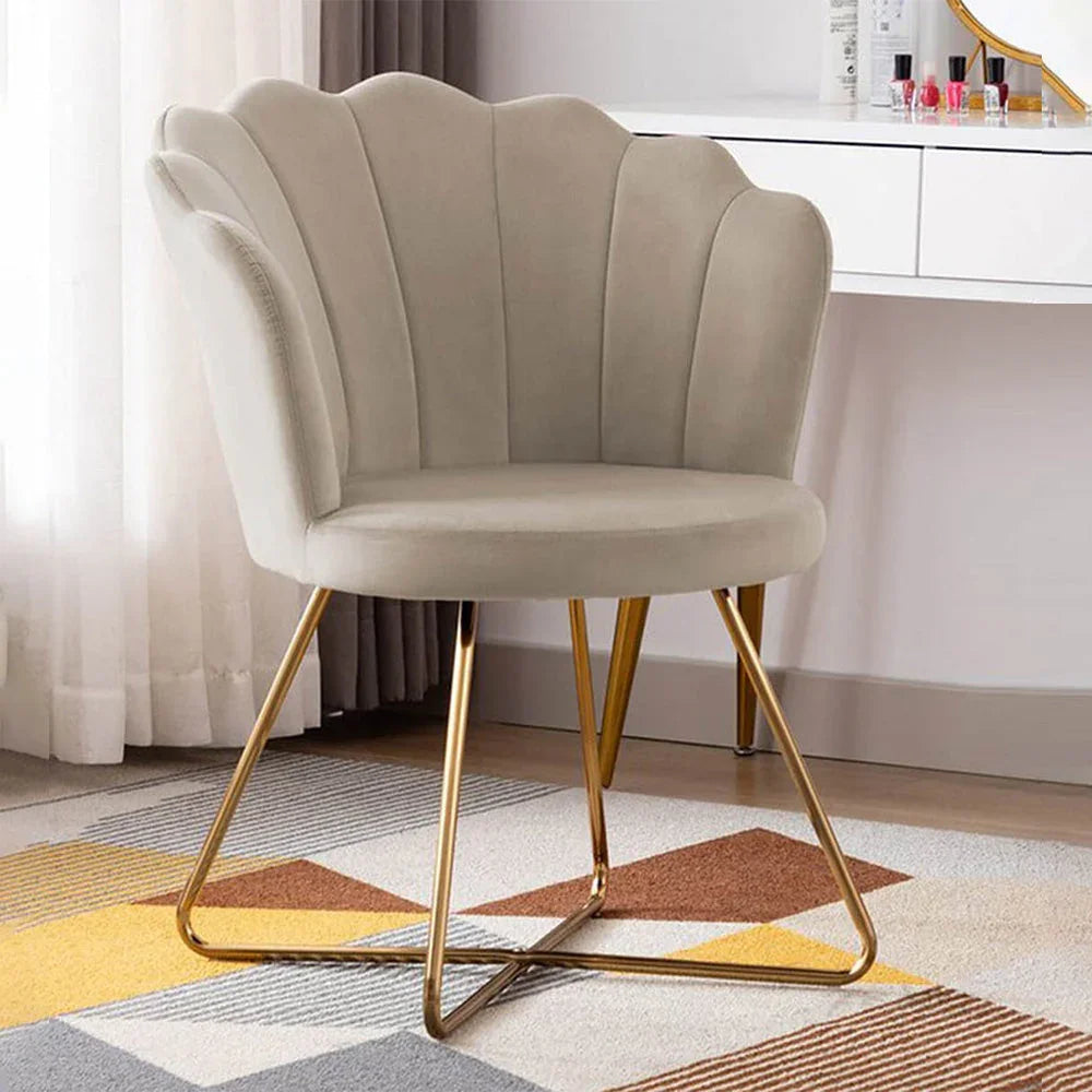 Beige Rounded Back Velvet Lounge Chair - All India Decor