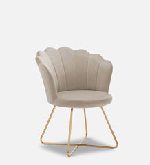 Beige Rounded Back Velvet Lounge Chair - All India Decor