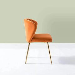 Orange Velvet Tufted Luxury Lounge Chair - All India Decor