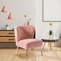 Classic Curved Back Pink Velvet Lounge Chair - All India Decor
