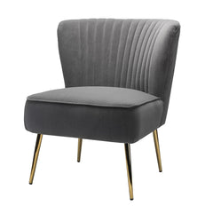 Classic Curved Back Grey Velvet Lounge Chair - All India Decor