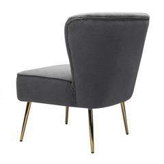 Classic Curved Back Grey Velvet Lounge Chair - All India Decor