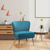 Classic Curved Back Blue Velvet Lounge Chair - All India Decor