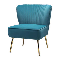 Classic Curved Back Blue Velvet Lounge Chair - All India Decor