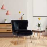 Classic Curved Back Black Velvet Lounge Chair - All India Decor