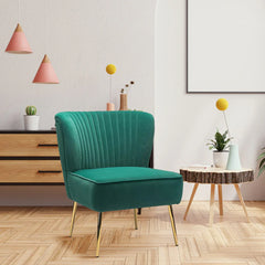 Classic Curved Back Teal Velvet Lounch Chair - All India Decor