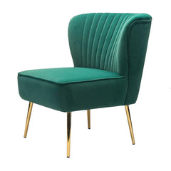 Classic Curved Back Teal Velvet Lounch Chair - All India Decor