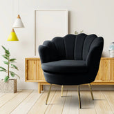 Shell Motif Luxury Black Velvet Lounge Chair - All India Decor