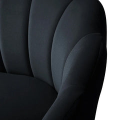 Shell Motif Luxury Black Velvet Lounge Chair - All India Decor