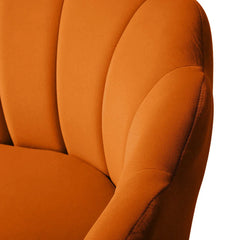 Shell Motif Luxury Mustard Velvet Lounge Chair - All India Decor