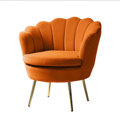 Shell Motif Luxury Mustard Velvet Lounge Chair - All India Decor