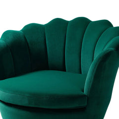 Shell Motif Luxury Green Velvet Lounge Chair - All India Decor