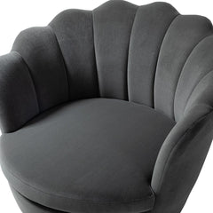Shell Motif Luxury Grey Velvet Lounge Chair - All India Decor