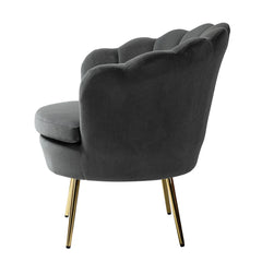 Shell Motif Luxury Grey Velvet Lounge Chair - All India Decor