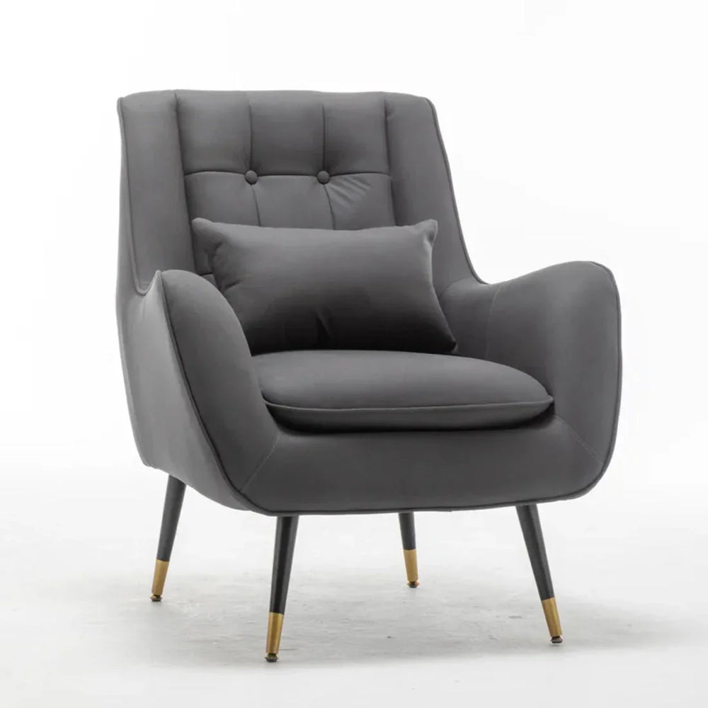 Rich Grey Thick Padded Velvet Armchair with Cushion - All India Decor
