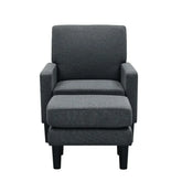 Grey Standard Velvet Chair With Ottoman - All India Decor