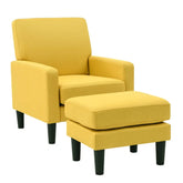 Yellow Standard Velvet Chair With Ottoman - All India Decor