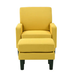 Yellow Standard Velvet Chair With Ottoman - All India Decor