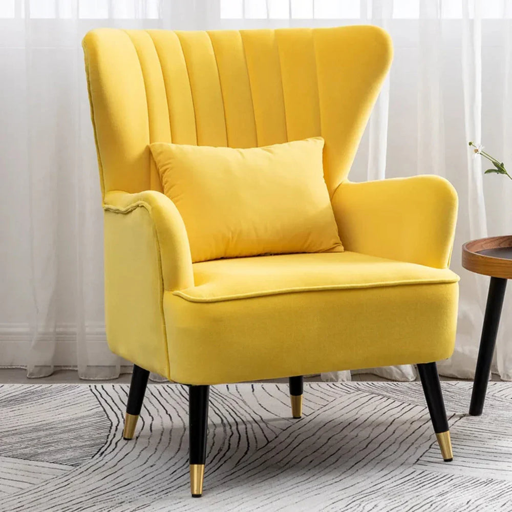 Yellow Chic Tufted Accent Chair With Cushion - All India Decor