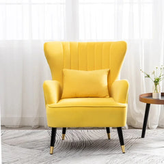 Yellow Chic Tufted Accent Chair With Cushion - All India Decor