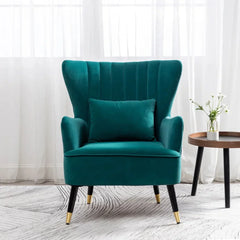 Emerald Chic Tufted Accent Chair With Cushion - All India Decor