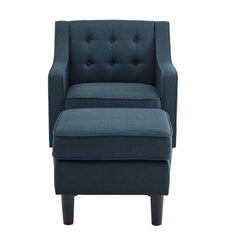 Charcoal Tufted Comfy Lounge Chair With Ottoman - All India Decor
