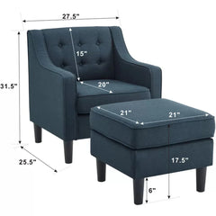 Charcoal Tufted Comfy Lounge Chair With Ottoman - All India Decor