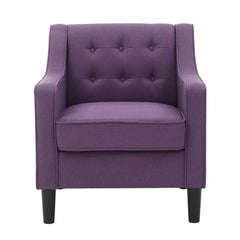 Purple Tufted Comfy Lounge Chair With Ottoman - All India Decor