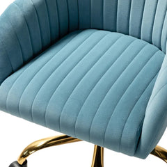 Refined Sky Blue Tufted Velvet Armchair With Golden Legs - All India Decor