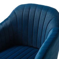 Refined Navy Blue Tufted Velvet Armchair With Golden Legs - All India Decor