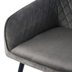 Grey Diamond Cut Velvet Accent Chair With Black Legs - All India Decor