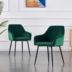 Emerald Diamond Cut Velvet Accent Chair With Black Legs - All India Decor