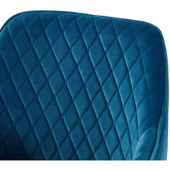Blue Diamond Cut Velvet Accent Chair With Black Legs - All India Decor