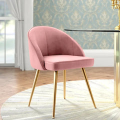 Golden Legged Luxury Pink Velvet Accent Chair - All India Decor