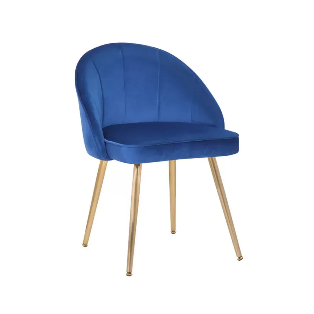 Golden Legged Luxury Blue Velvet Accent Chair - All India Decor
