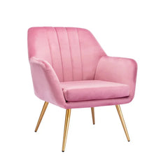 Dense Padded Bright Pink Velvet Accent Chair - All India Decor
