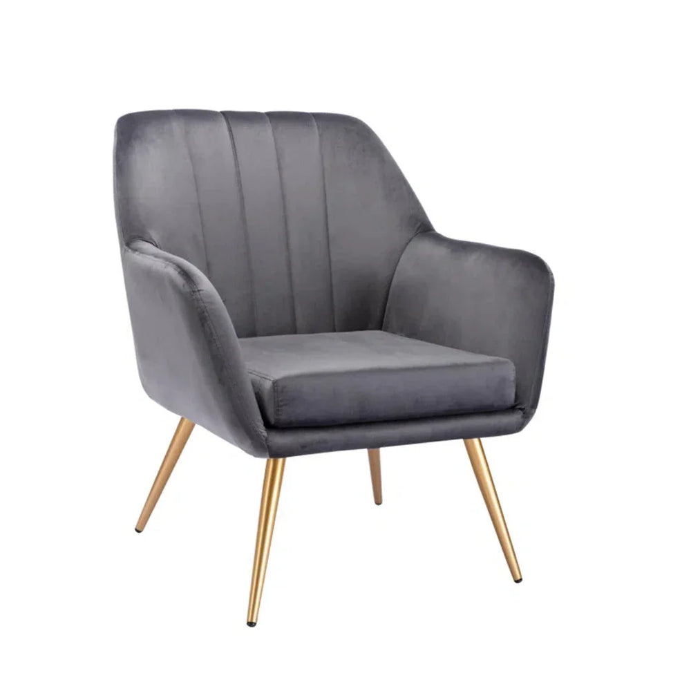Dense Padded Bright Grey Velvet Accent Chair - All India Decor